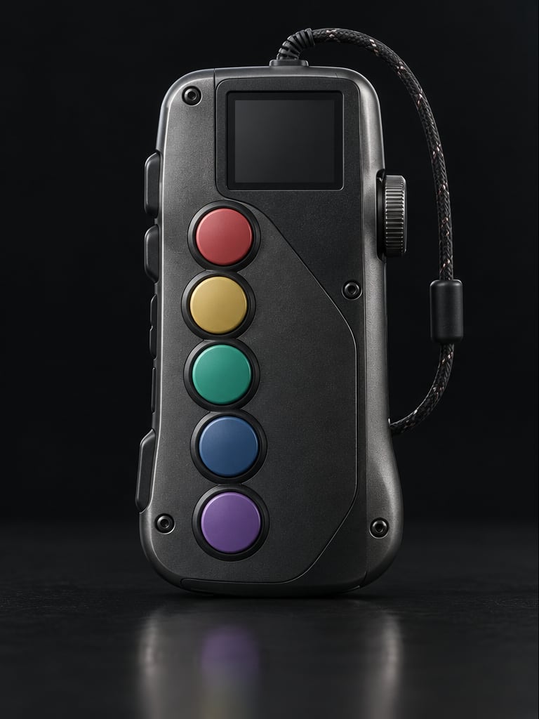 An original handheld rhythm-game device